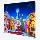 Aperturee - Aperturee Snowy Fariy Town Moon Night Christmas Square Backdrop